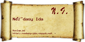 Nádasy Ida névjegykártya